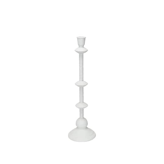 Hello Honey® Antique White Sand Finish Tall Metal Taper Candle Holder